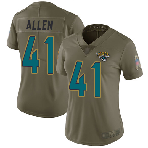 Nike Jacksonville Jaguars #41 Josh Allen Olive Women Stitched NFL Limited 2017 Salute to Service Jersey